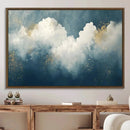 Abstract Blue White Wall Art Canvas Print – Modern Gold