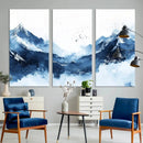 Abstract Deep Blue Mountain Wall Art Canvas Print – Snowy