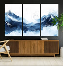 Abstract Deep Blue Mountain Wall Art Canvas Print – Snowy