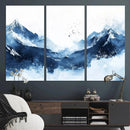 Abstract Deep Blue Mountain Wall Art Canvas Print – Snowy