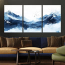 Abstract Deep Blue Mountain Wall Art Canvas Print – Snowy