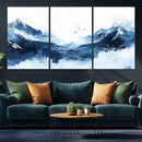 Abstract Deep Blue Mountain Wall Art Canvas Print – Snowy