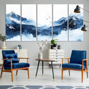 Abstract Deep Blue Mountain Wall Art Canvas Print – Snowy