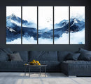 Abstract Deep Blue Mountain Wall Art Canvas Print – Snowy