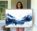 Abstract Deep Blue Mountain Wall Art Canvas Print – Snowy