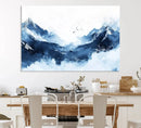Abstract Deep Blue Mountain Wall Art Canvas Print – Snowy