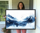 Abstract Deep Blue Mountain Wall Art Canvas Print – Snowy