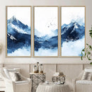 Abstract Deep Blue Mountain Wall Art Canvas Print – Snowy