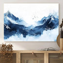 Abstract Deep Blue Mountain Wall Art Canvas Print – Snowy