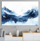 Abstract Deep Blue Mountain Wall Art Canvas Print – Snowy
