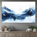 Abstract Deep Blue Mountain Wall Art Canvas Print – Snowy
