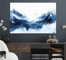 Abstract Deep Blue Mountain Wall Art Canvas Print – Snowy