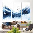 Abstract Deep Blue Mountain Wall Art Canvas Print – Snowy