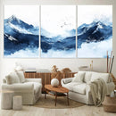 Abstract Deep Blue Mountain Wall Art Canvas Print – Snowy