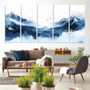 Abstract Deep Blue Mountain Wall Art Canvas Print – Snowy