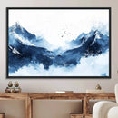 Abstract Deep Blue Mountain Wall Art Canvas Print – Snowy