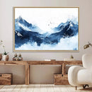 Abstract Deep Blue Mountain Wall Art Canvas Print – Snowy