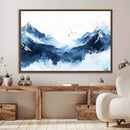 Abstract Deep Blue Mountain Wall Art Canvas Print – Snowy