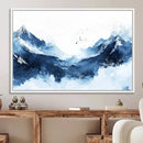 Abstract Deep Blue Mountain Wall Art Canvas Print – Snowy