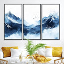 Abstract Deep Blue Mountain Wall Art Canvas Print – Snowy