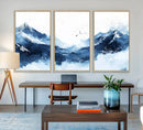 Abstract Deep Blue Mountain Wall Art Canvas Print – Snowy