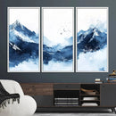 Abstract Deep Blue Mountain Wall Art Canvas Print – Snowy
