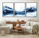 Abstract Deep Blue Mountain Wall Art Canvas Print – Snowy