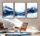 Abstract Deep Blue Mountain Wall Art Canvas Print – Snowy