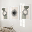 Set of 3 Boho Prints. Sage Green Modern Mid Century Wall Art. by Wall Art Set