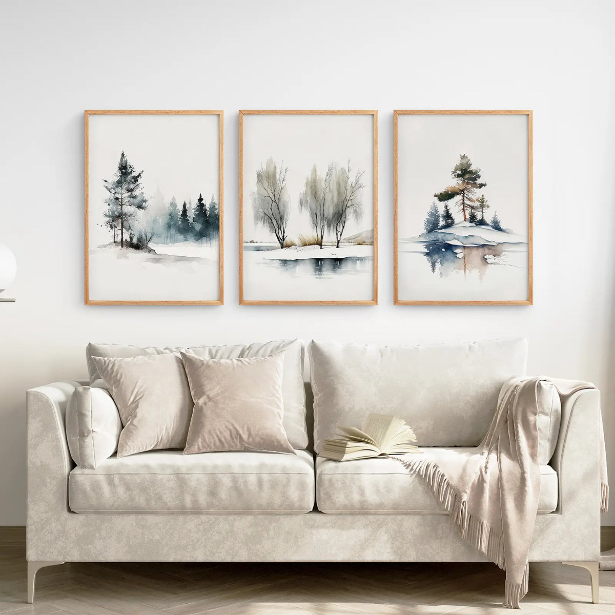 Winter Nature Set of 3 Wall Art Pine Forest Decor, photo 3 of 9