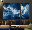 Abstract Ocean Storm Wall Art Canvas Print – Deep Blue White