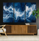 Abstract Ocean Storm Wall Art Canvas Print – Deep Blue White
