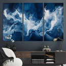 Abstract Ocean Storm Wall Art Canvas Print – Deep Blue White