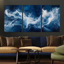 Abstract Ocean Storm Wall Art Canvas Print – Deep Blue White