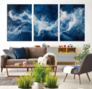 Abstract Ocean Storm Wall Art Canvas Print – Deep Blue White