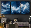 Abstract Ocean Storm Wall Art Canvas Print – Deep Blue White