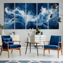 Abstract Ocean Storm Wall Art Canvas Print – Deep Blue White
