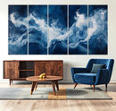 Abstract Ocean Storm Wall Art Canvas Print – Deep Blue White