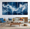 Abstract Ocean Storm Wall Art Canvas Print – Deep Blue White