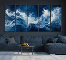 Abstract Ocean Storm Wall Art Canvas Print – Deep Blue White