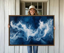 Abstract Ocean Storm Wall Art Canvas Print – Deep Blue White