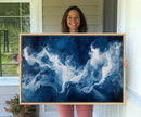 Abstract Ocean Storm Wall Art Canvas Print – Deep Blue White