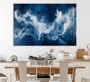 Abstract Ocean Storm Wall Art Canvas Print – Deep Blue White