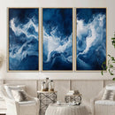 Abstract Ocean Storm Wall Art Canvas Print – Deep Blue White