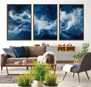 Abstract Ocean Storm Wall Art Canvas Print – Deep Blue White