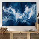 Abstract Ocean Storm Wall Art Canvas Print – Deep Blue White