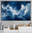 Abstract Ocean Storm Wall Art Canvas Print – Deep Blue White