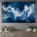 Abstract Ocean Storm Wall Art Canvas Print – Deep Blue White