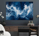 Abstract Ocean Storm Wall Art Canvas Print – Deep Blue White