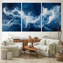 Abstract Ocean Storm Wall Art Canvas Print – Deep Blue White